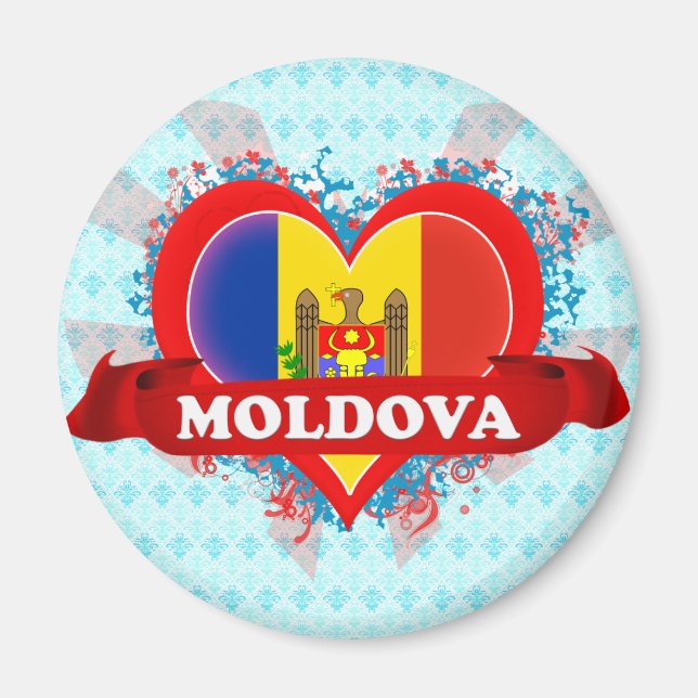 Vintag I Liebe Moldau Magnet (Vorne)