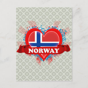 Vintag I Liebe Norwegen Postkarte