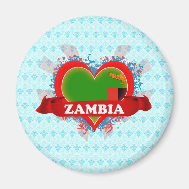 Vintag I Liebe Sambia Magnet (Vorne)