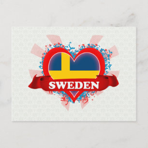 Vintag I Liebe Schweden Postkarte