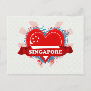 Vintag I Liebe Singapur Postkarte