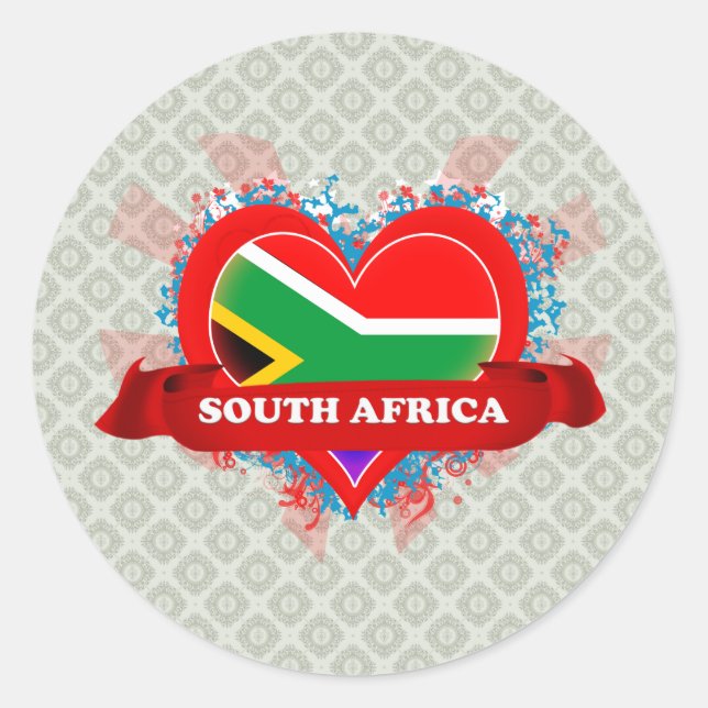 Vintag I Liebe Südafrika Runder Aufkleber (Vorderseite)