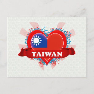 Vintag I Liebe Taiwan Postkarte