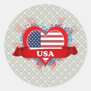 VINTAG I LIEBE USA RUNDER AUFKLEBER
