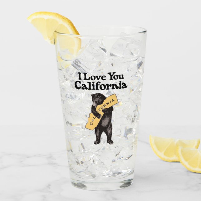Vintag "ich Liebe Sie, Kalifornien" Bär Glas (Vorderseite Ice)