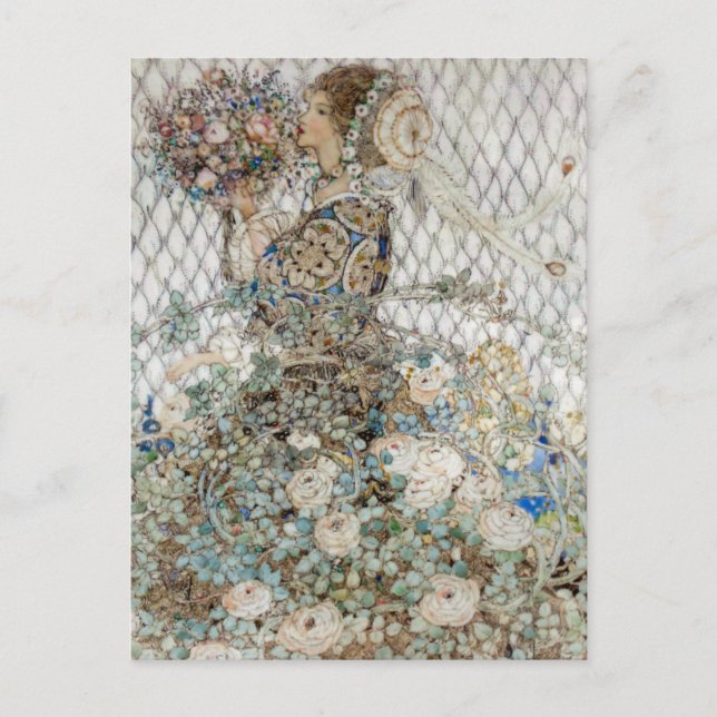 Vintag Illustration Annie French "The Rose" Postkarte (Vorderseite)