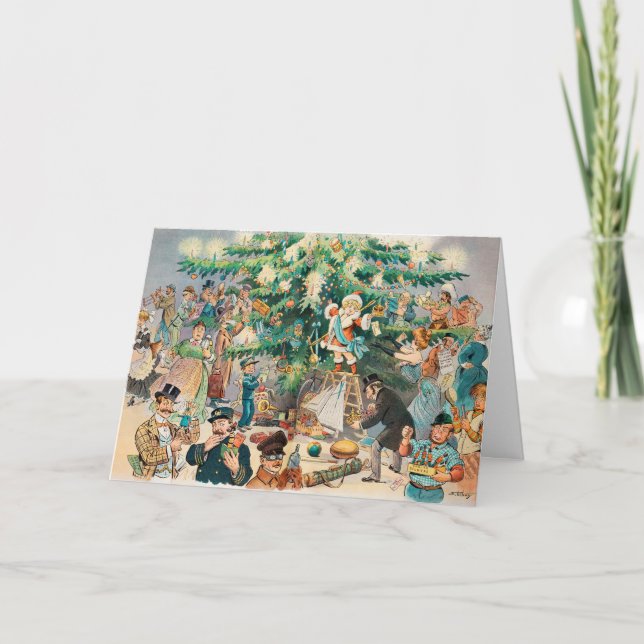 Vintag Illustration Pucks Weihnachtsbaum, 1902 Karte (Vorderseite)