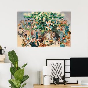 Vintag Illustration Pucks Weihnachtsbaum, 1902 Poster