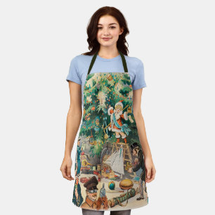 Vintag Illustration Pucks Weihnachtsbaum, 1902 Schürze