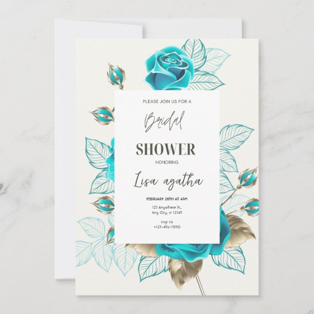 Vintag Illustration Rose Brautparty A4 Einladung (Vorderseite)