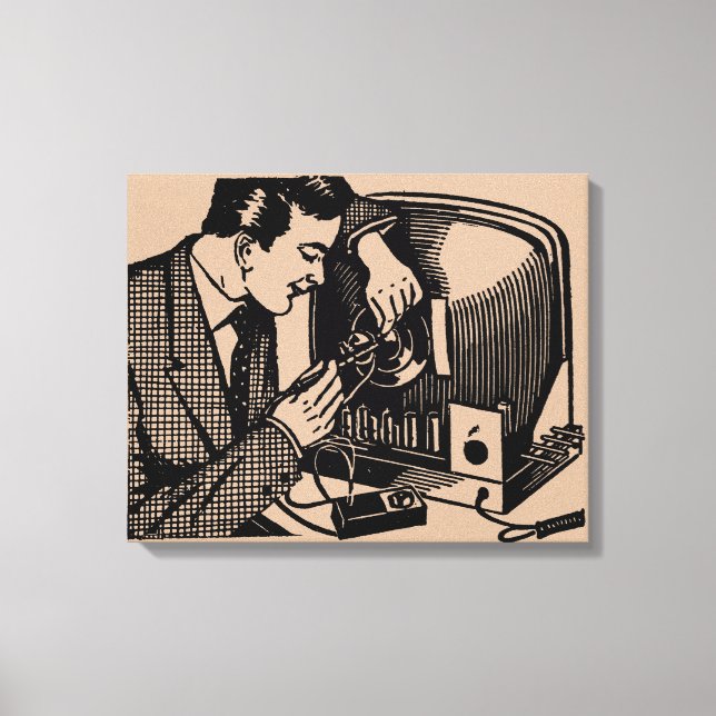 Vintag Illustration TV-Reparaturprogramm Canvas Pr Leinwanddruck (Vorderseite)