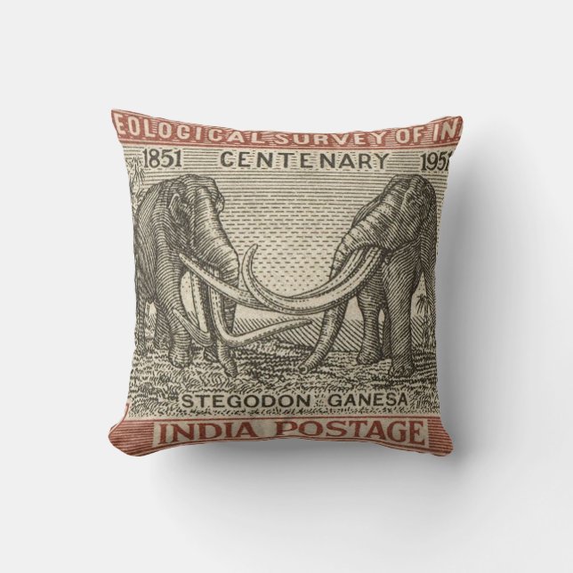 Vintag India Postage Briefmarke Kissen (Vorderseite)