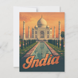 Vintag India Taj Mahal Travel Postkarte