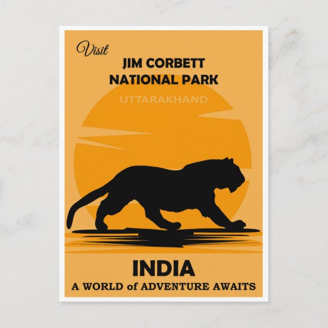 Vintag India Tiger National Park Travel Postkarte (Vorderseite)