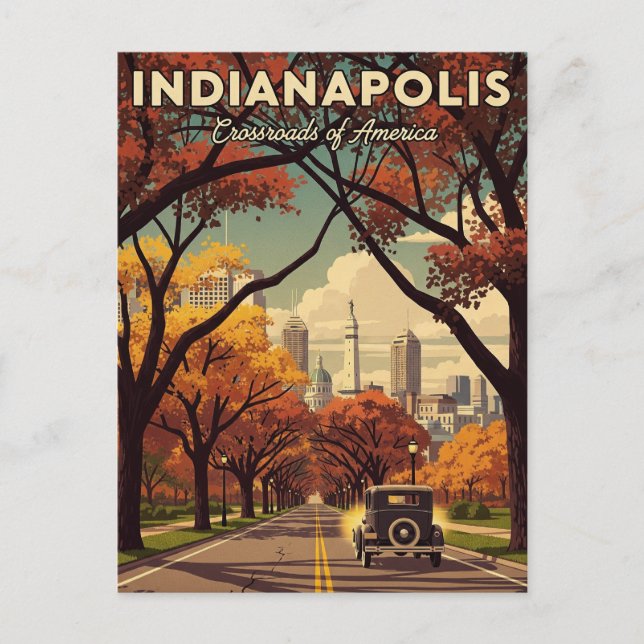 Vintag Indiana Indianapolis Postkarte (Vorderseite)