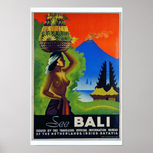 Vintag Indonesia Bali Travel Poster
