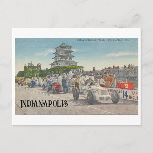 Vintag Indy 500 Speedway, Indianapolis Postkarte (Vorderseite)
