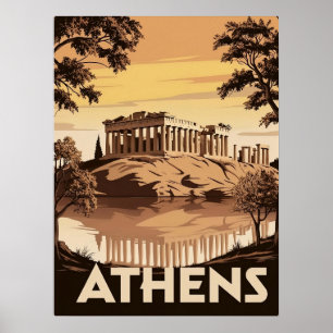 Vintag Inspiriert Athen - Ikonischer Parthenon Poster