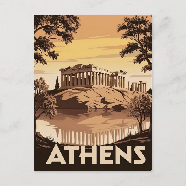 Vintag Inspiriert Athen - Ikonischer Parthenon Postkarte (Vorderseite)