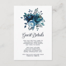Vintag Inspiriert Blue Floral Wedginggästen Detail Begleitkarte