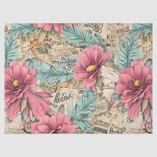 Vintag Inspiriert Blumenzapier Seidenpapier (Vorderseite)