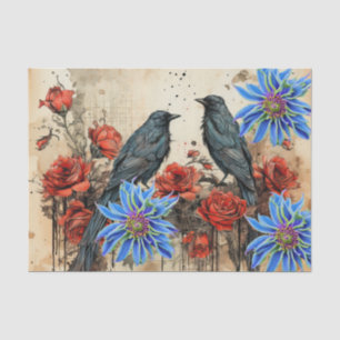 Vintag Inspiriert Blütenblumen Rote Rosen Ravens Seidenpapier