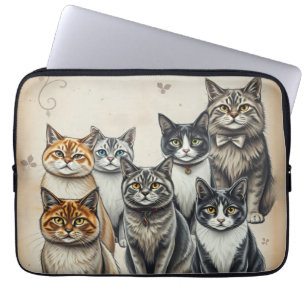 Vintag Inspiriert Cat Family Portrait Laptopschutzhülle