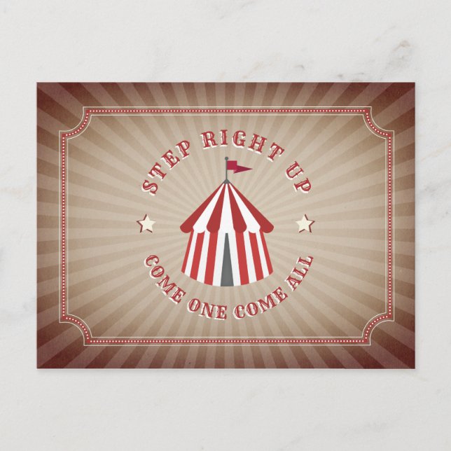 Vintag Inspiriert Circus Geburtstag Einladungspostkarte (Vorderseite)