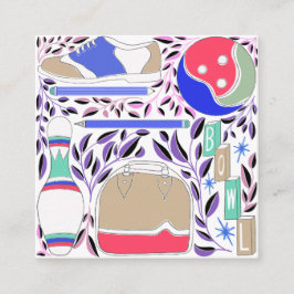 Vintag Inspiriert Folk Art Bowling Button und Tasc Begleitkarte