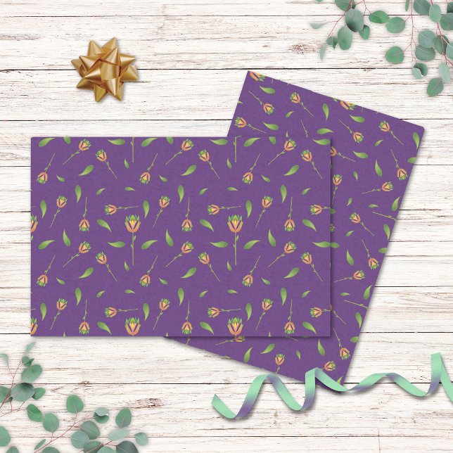 Vintag Inspiriert Lila Blumenzapier Seidenpapier (Vintage Inspired Purple Floral Tissue Paper.)
