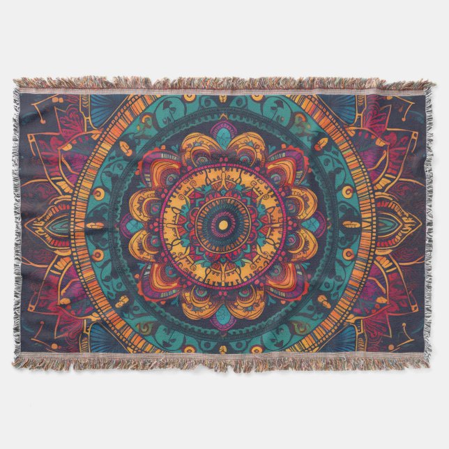 Vintag Inspiriert Mandala Pattern Throw Blanket Decke (Vorderseite)
