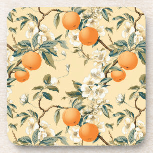 Vintag Inspiriert Orange Grove Floral Gemustert Getränkeuntersetzer