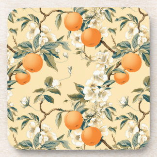 Vintag Inspiriert Orange Grove Floral Gemustert Getränkeuntersetzer