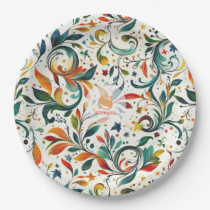 Vintag Inspiriert Paisley Leaf Muster Pappteller