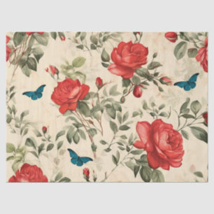 Vintag Inspiriert Rote Rosen und Schmetterlinge Seidenpapier