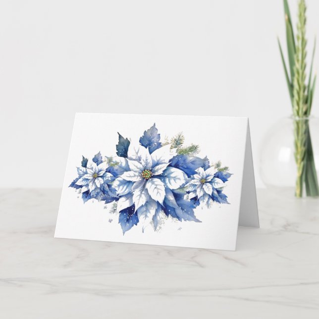 Vintag Inspirierte Blaue Weihnachtsfeier Feiertagskarte (Vorderseite)