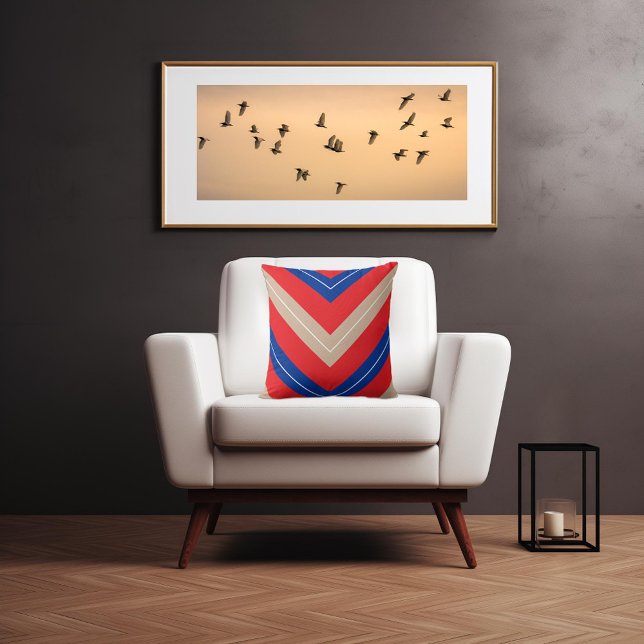 Vintag Inspirierte Zickzack Rote Flotte Kissen (Von Creator hochgeladen)