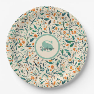 Vintag-Inspiriertes Paisley Leaf-Muster (3) Pappteller