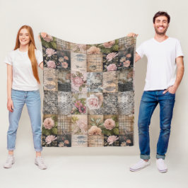 Vintag Inspiriertes rosa Blumenmuster Quiltmuster Fleecedecke