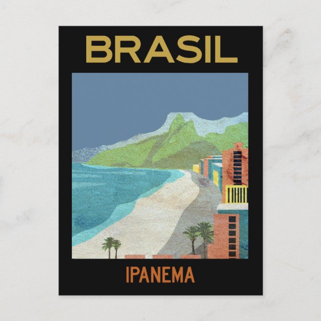 Vintag Ipanema Brasilien Beach Travel Postkarte (Vorderseite)