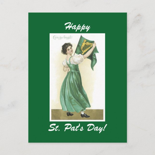 Vintag Irish Miss Postcard Postkarte (Vorderseite)