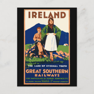 Vintag Irland Reiseplakat, Postkarte