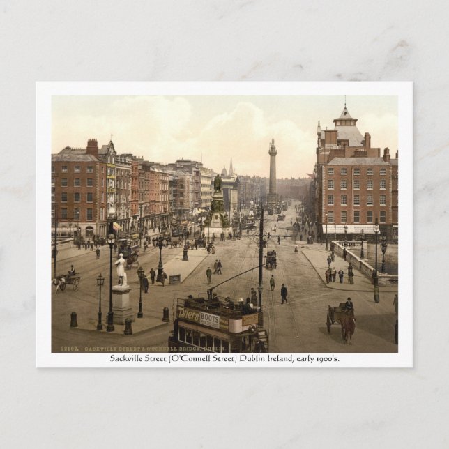 Vintag Irland, Sackville Street Dublin Postkarte (Vorderseite)