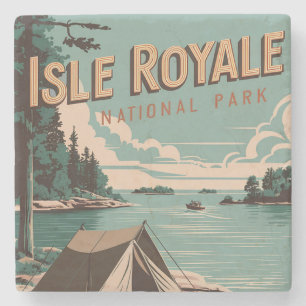 Vintag Isle Royale Nationalpark Camping Steinuntersetzer