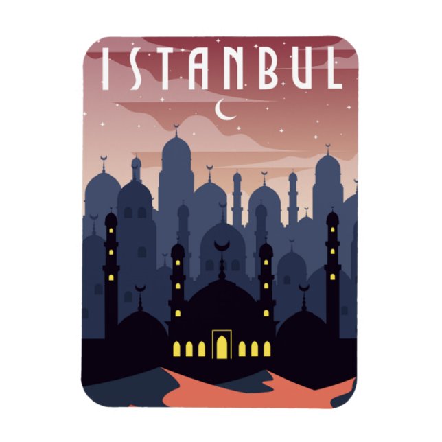 Vintag Istanbul Türkei Stadtbild Crescent Magnet (Vertikal)