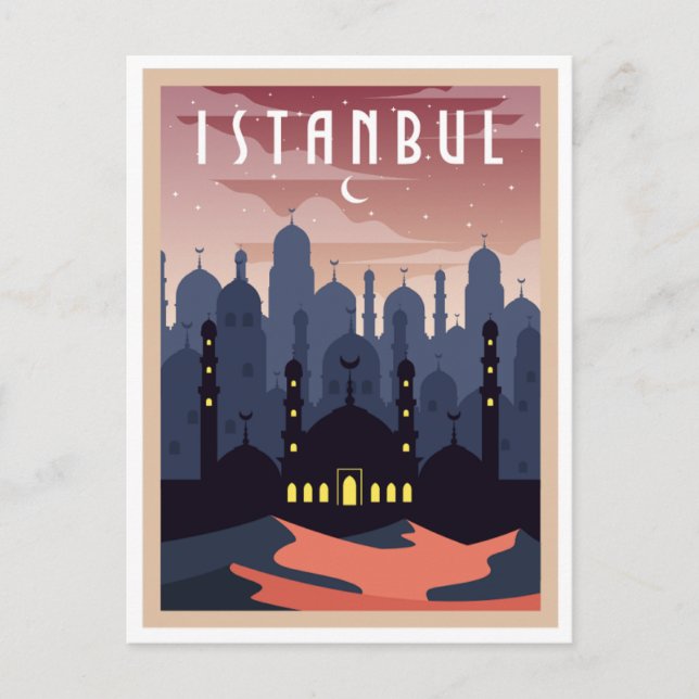 Vintag Istanbul Türkei Stadtbild Crescent Postkarte (Vorderseite)