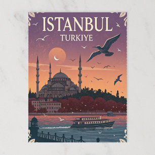 Vintag Istanbul Türkei Sunset Postkarte