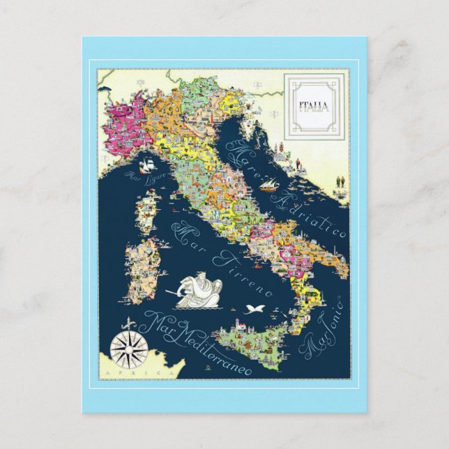 Vintag Italien Italienisches Reiseplakat Postkarte (Vorderseite)
