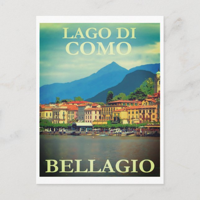 Vintag Italien Lago Di Como Bellagio Postkarte (Vorderseite)