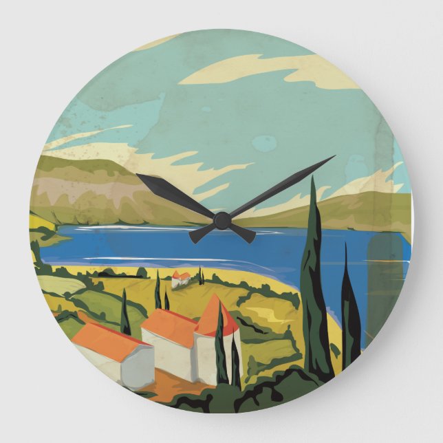 Vintag-Italien-Poster Große Wanduhr (Vorderseite)